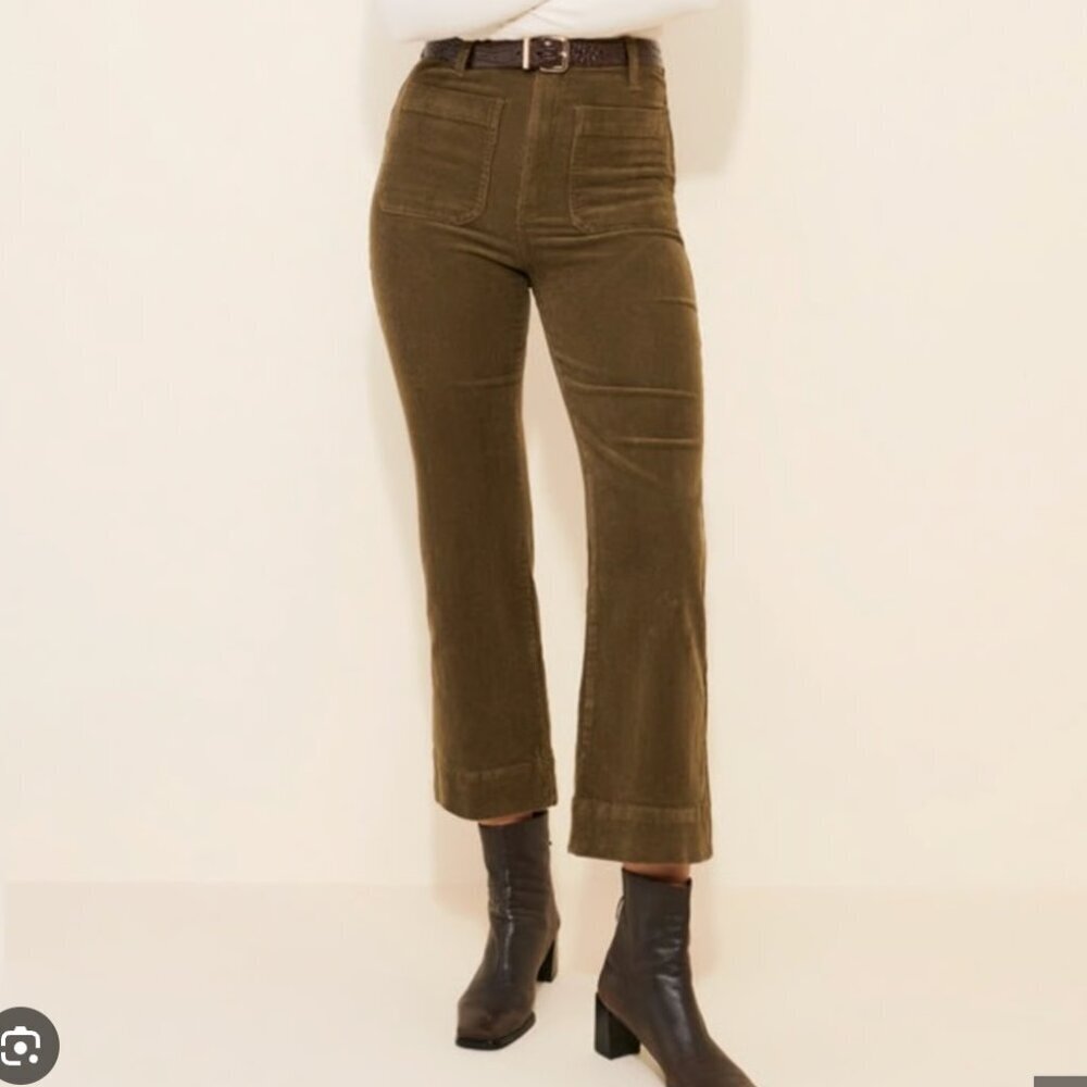 Show Me Your Mumu Women's Size 27 Green Corduroy Cropped Farrah Trouser Pants